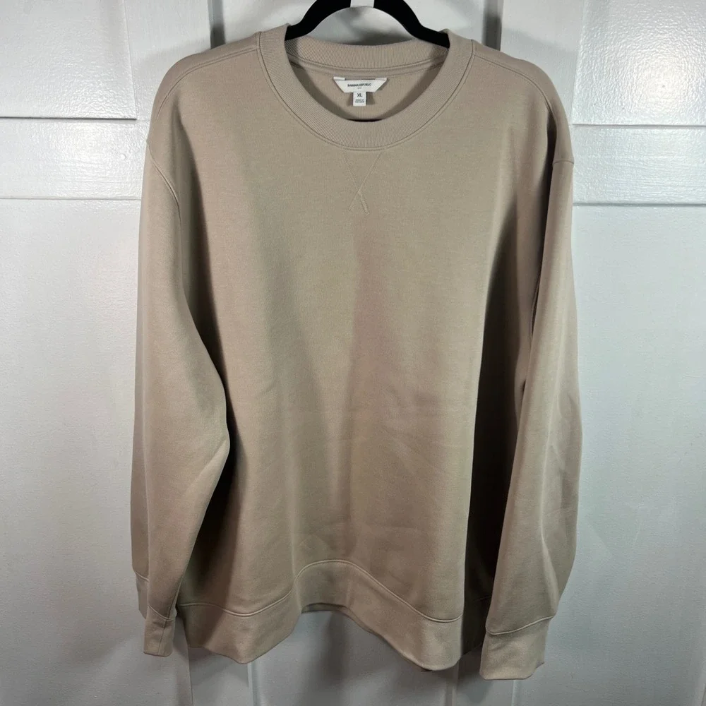 Banana Republic Scuba Crew Sweatshirt Light Tan XL Pullover Mens